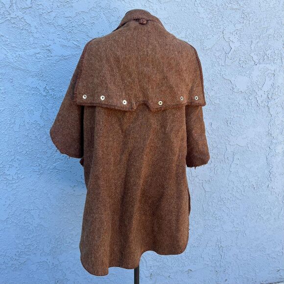 Vintage Wool Poncho Spanish Cape in Brown 1960s Bohemian Clothing Unisex - Picture 6 of 11